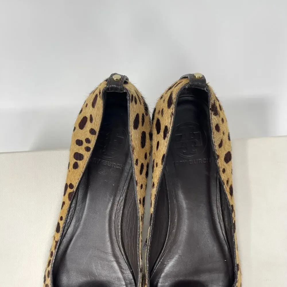 Tory Burch Cheetah Calf Hair Priscilla Leather Flats (7.5)